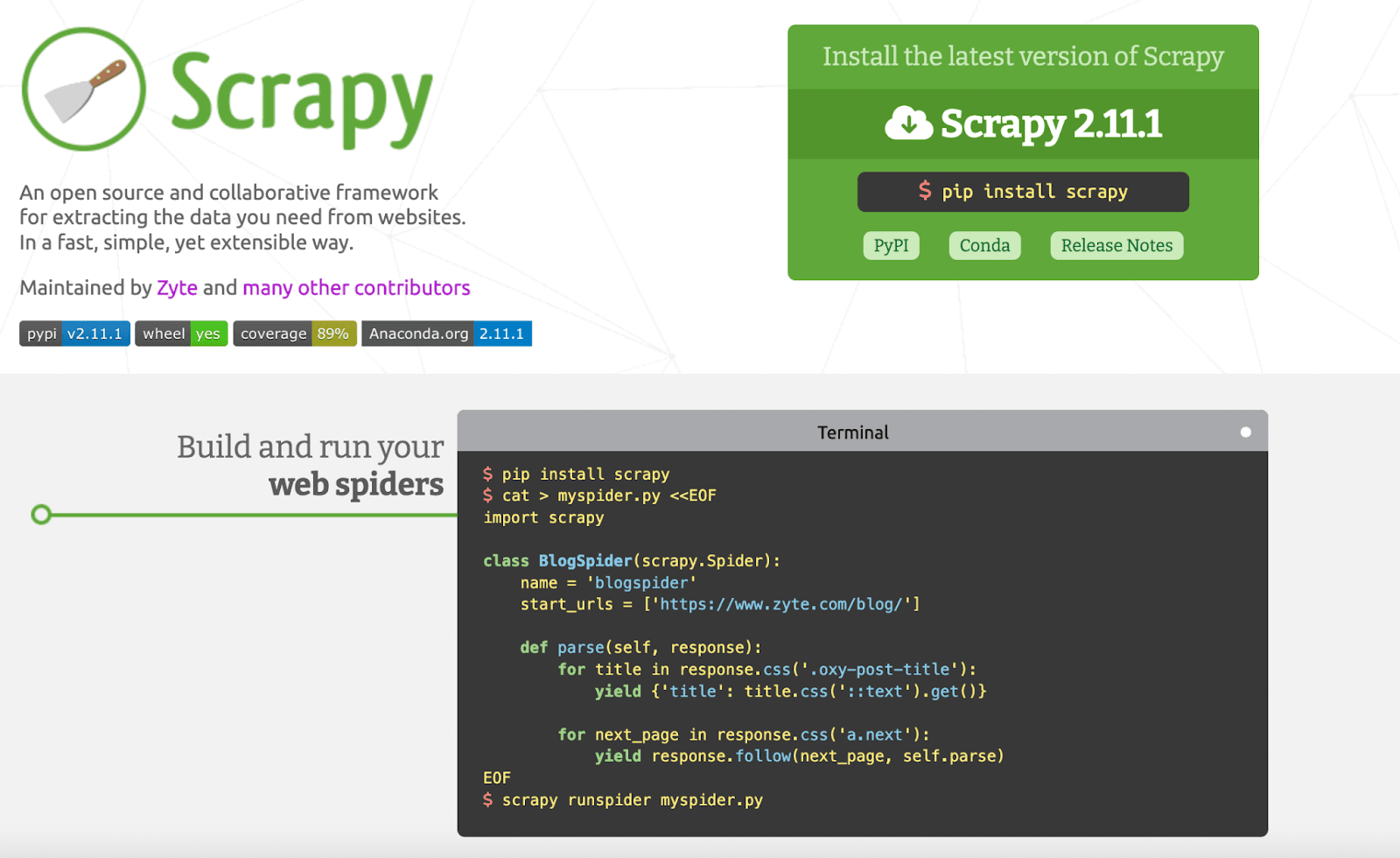 Scrapy Homepage