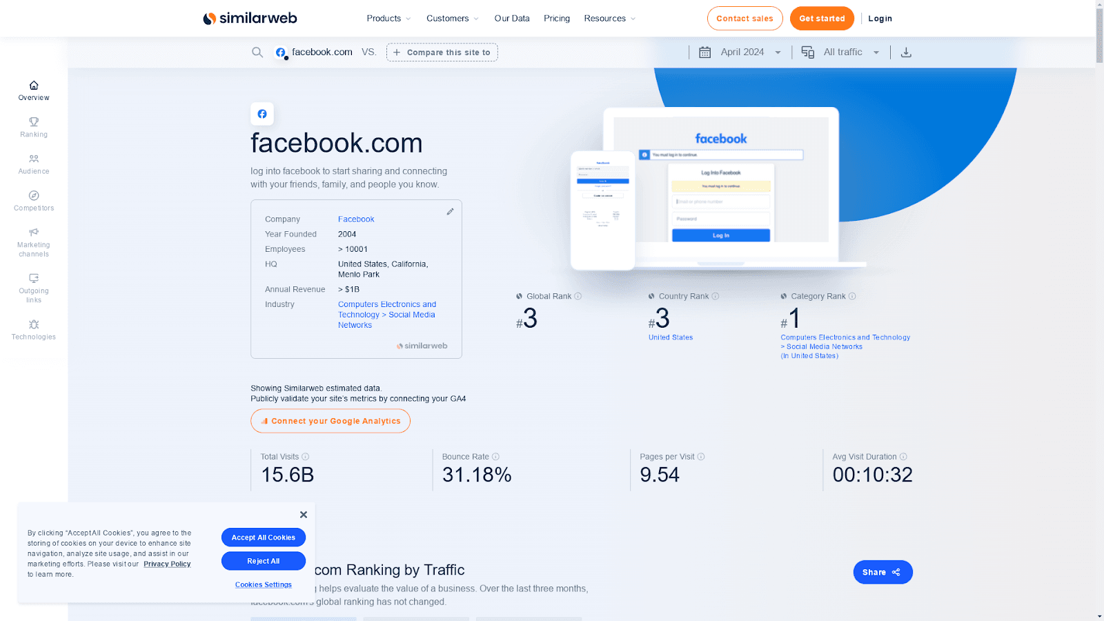 Screenshot of the target page