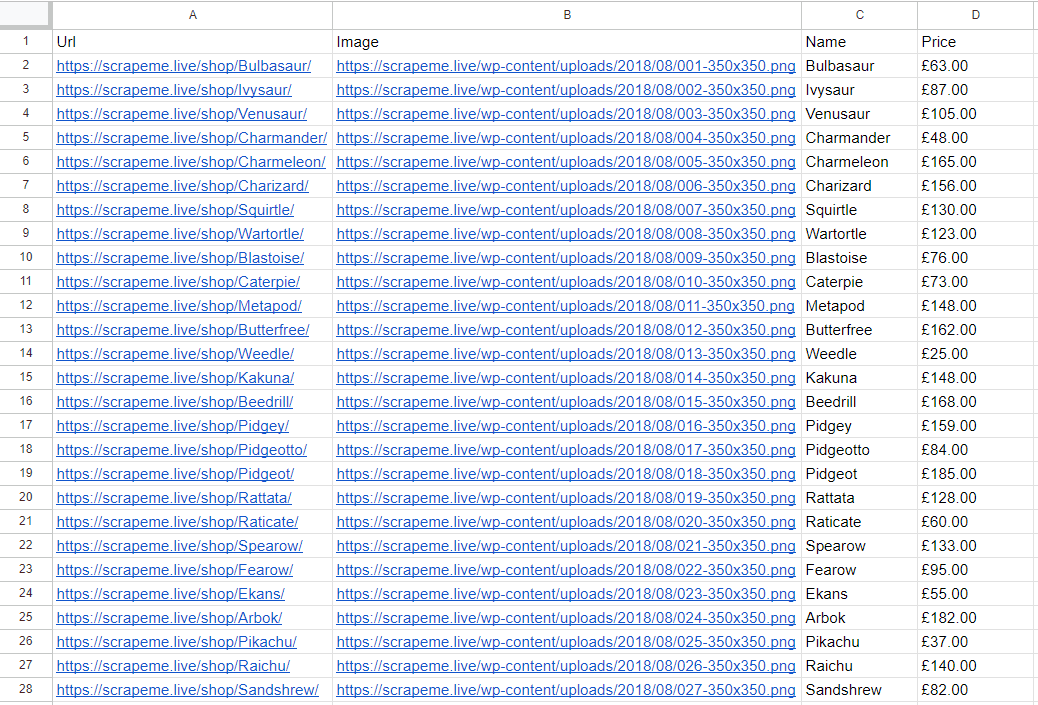 Updated CSV