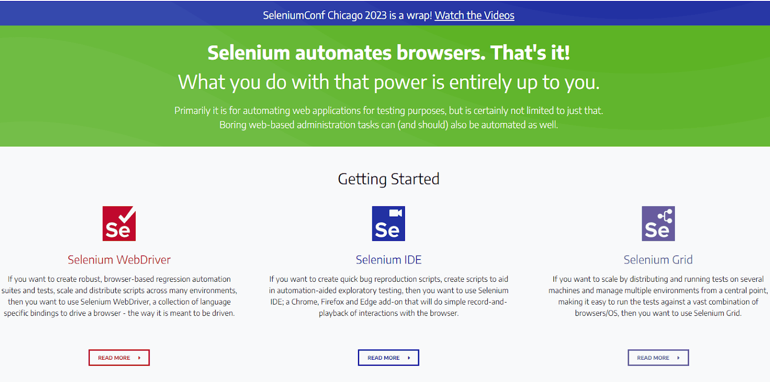 Selenium Homepage.