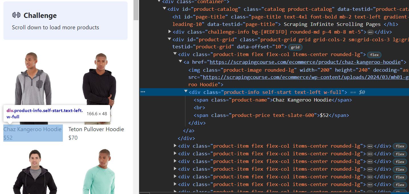 Infinite Scroll Demo Inspection