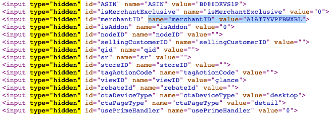Hidden Input on Amazon Products