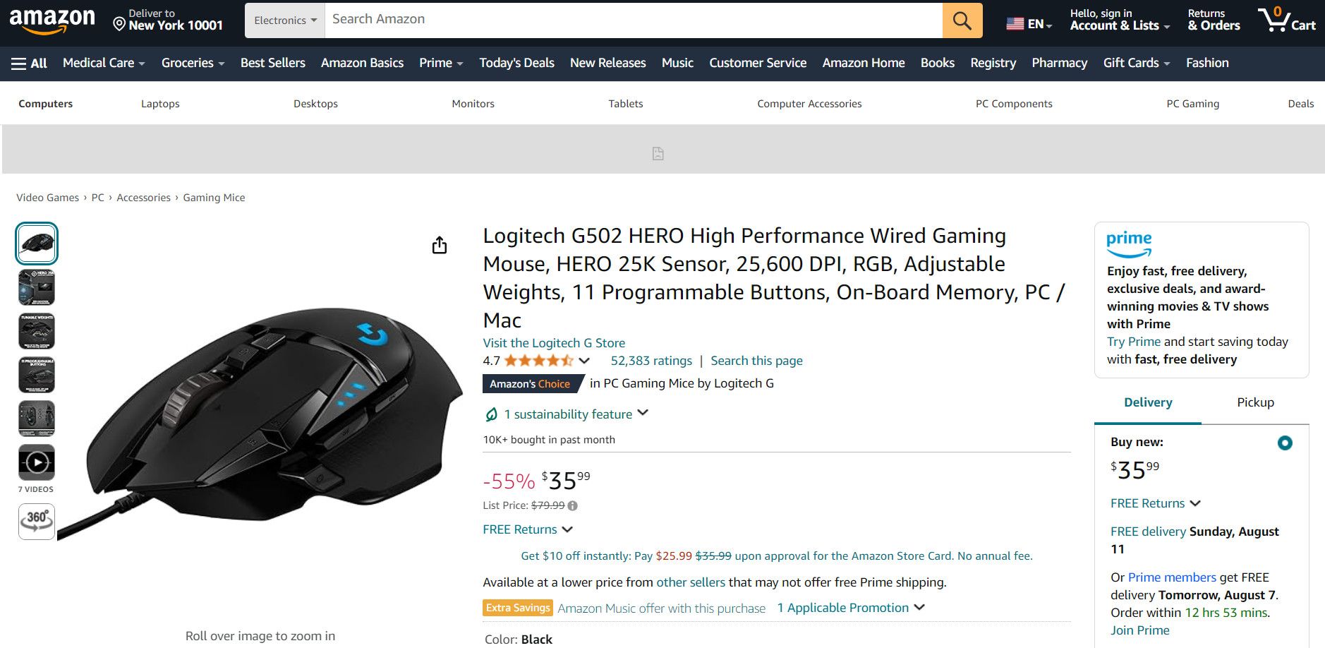 Amazon Logitech Mouse Product Page