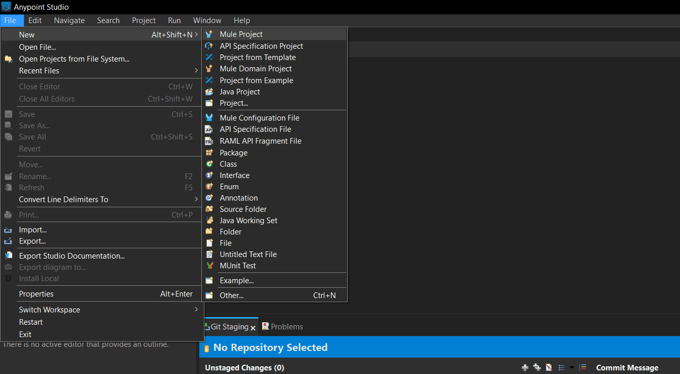 anypoint-studio-file-menu-options