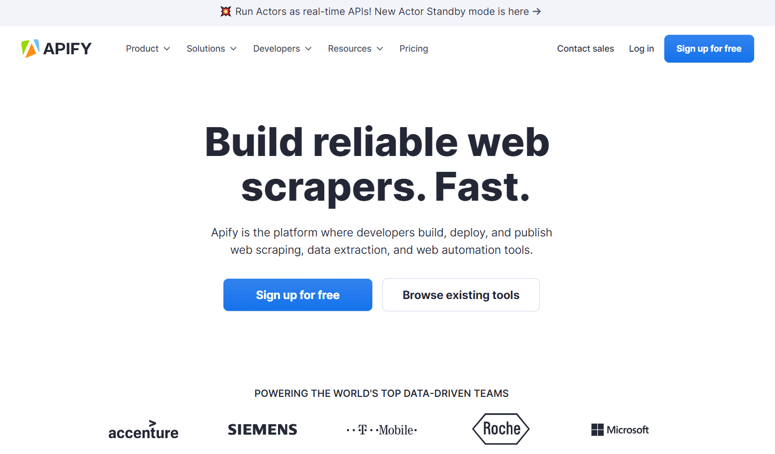 Apify home page