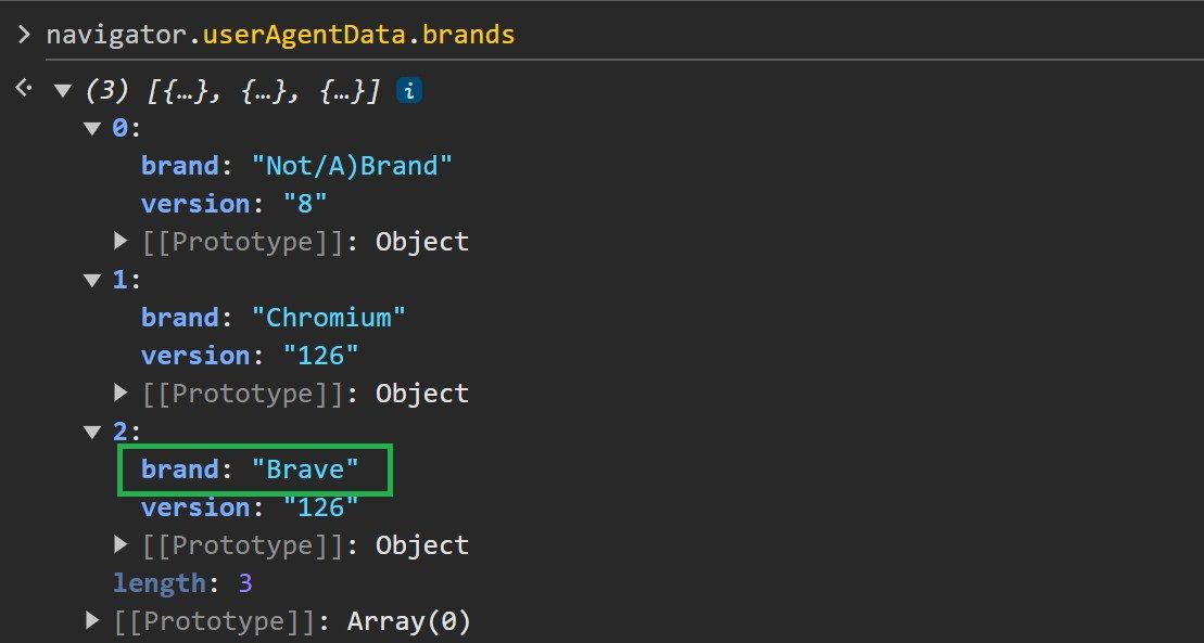 Brave UserAgent Data Brands Navigator