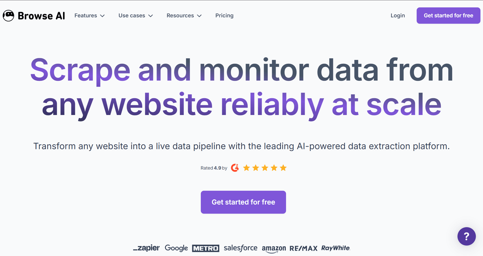 Browse AI homepage.
