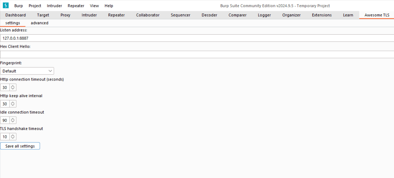 Burp Suite Extension Settings