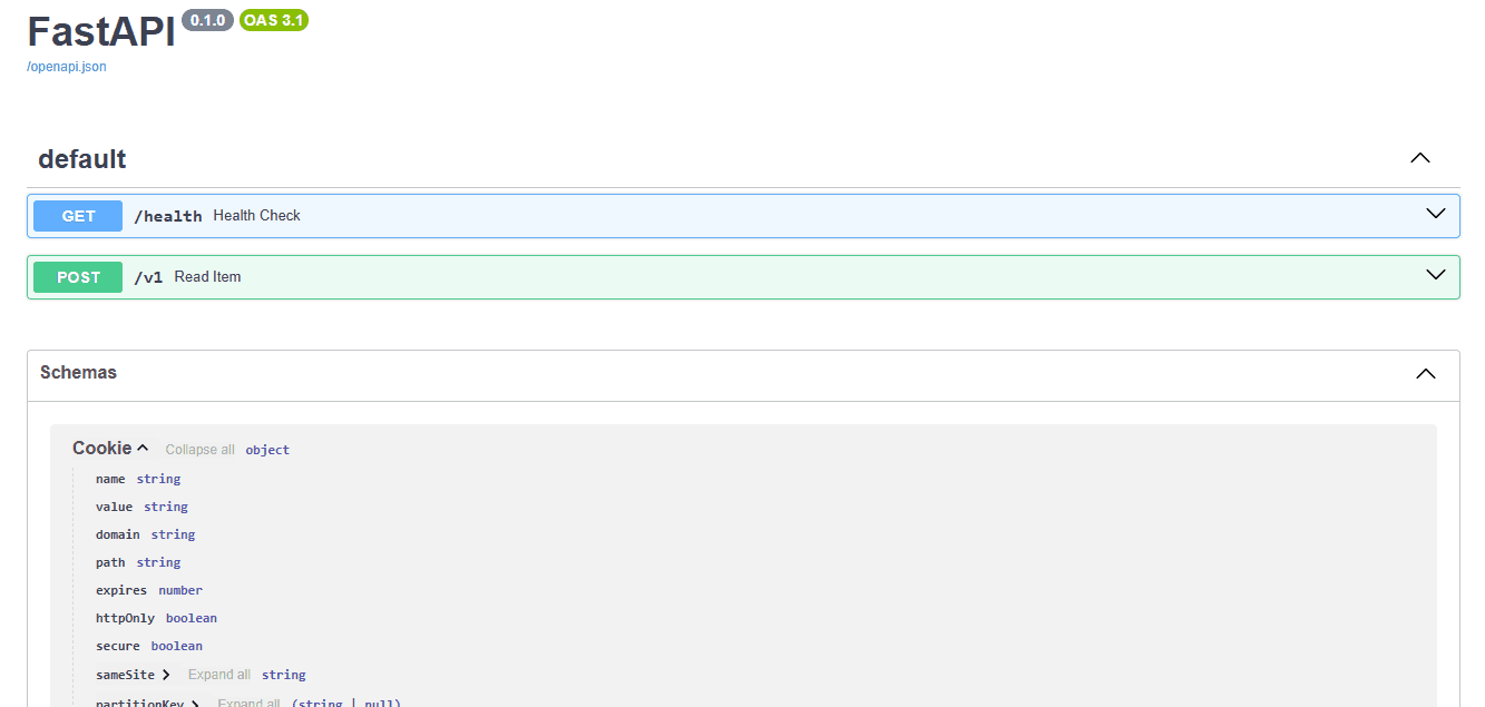 Byparr FastAPI endpoints documentation page.