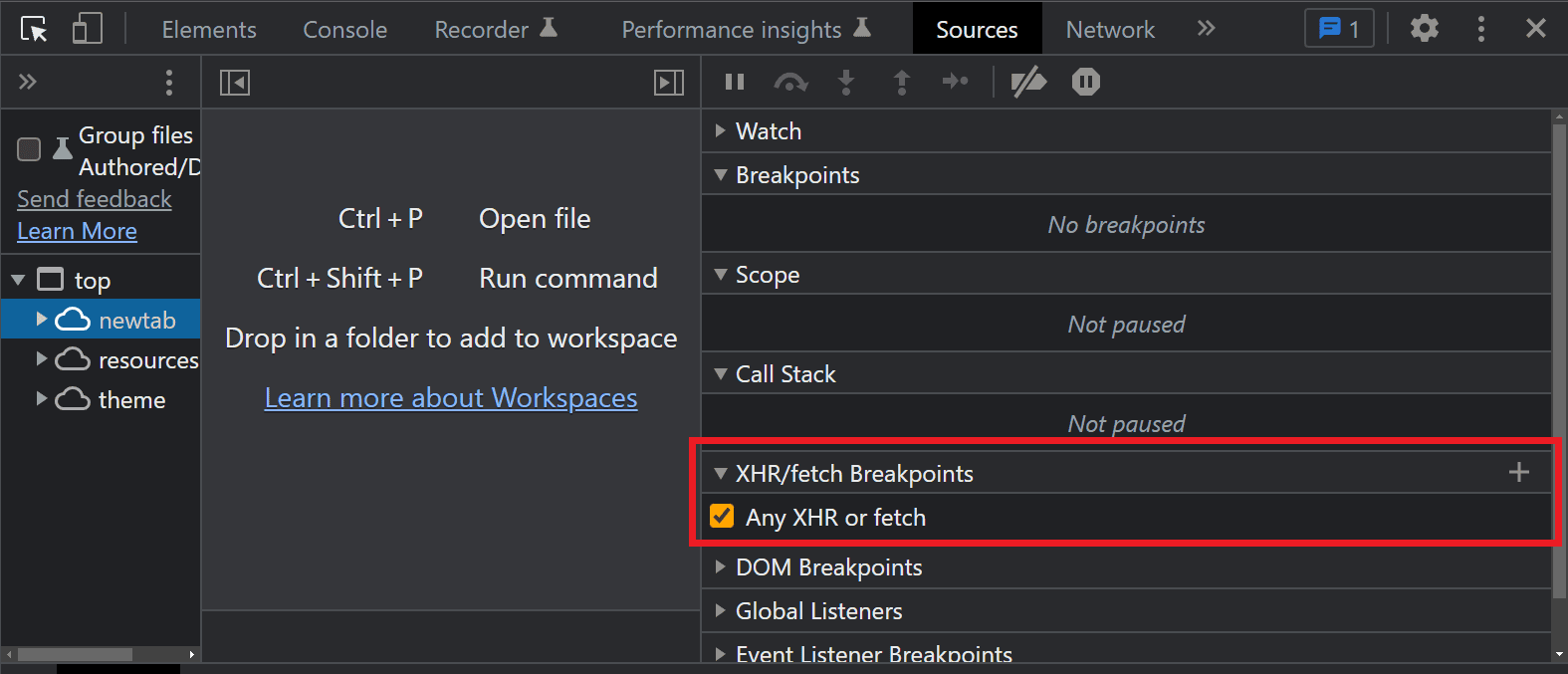 Setting an xtr breakpoint