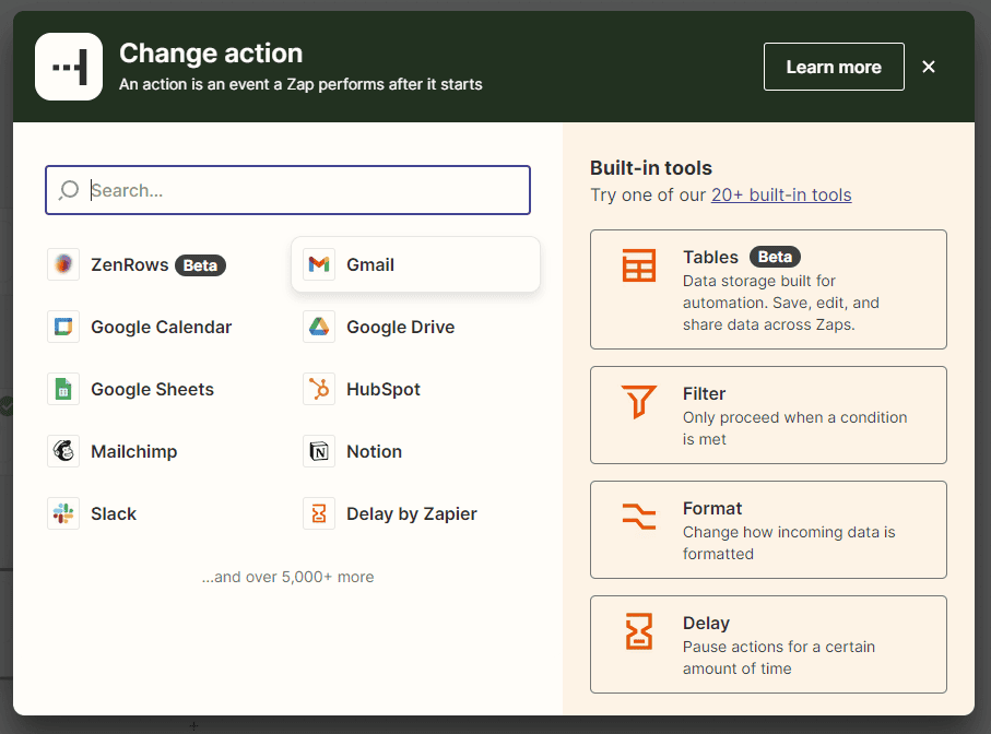 Change Action