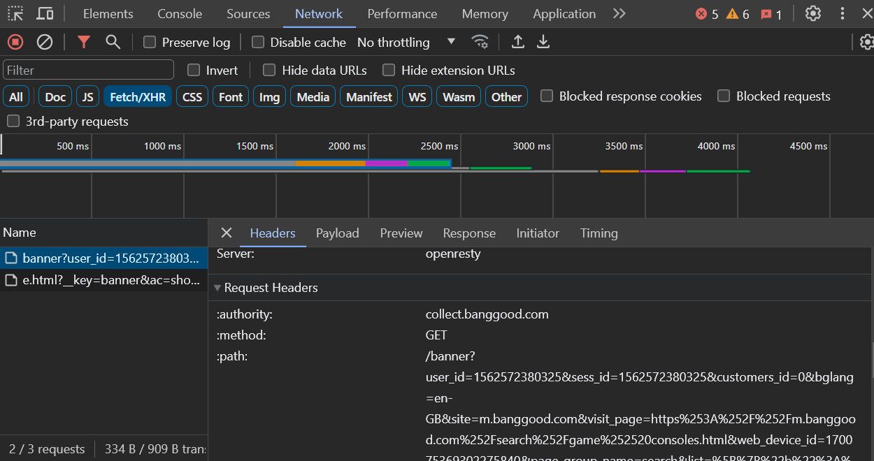 Chrome Network Tab