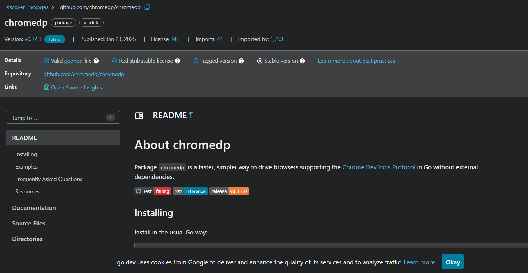 Chromedp's documentation page