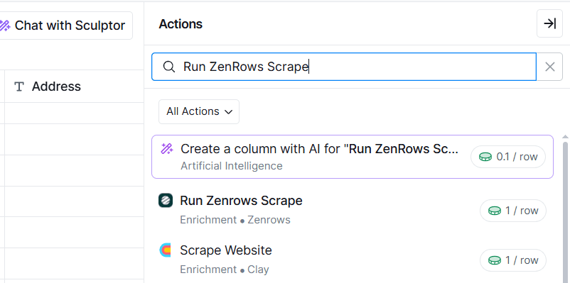 Clay Zenrows action search.