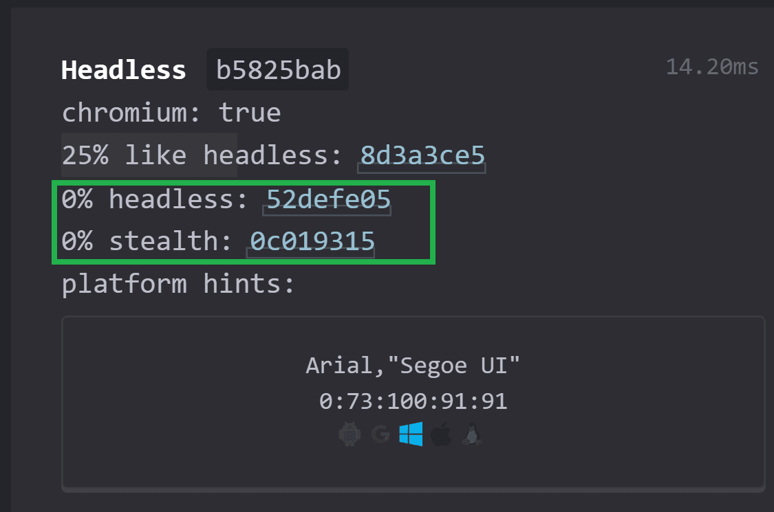 Creepjs Regular Browser Headless Section