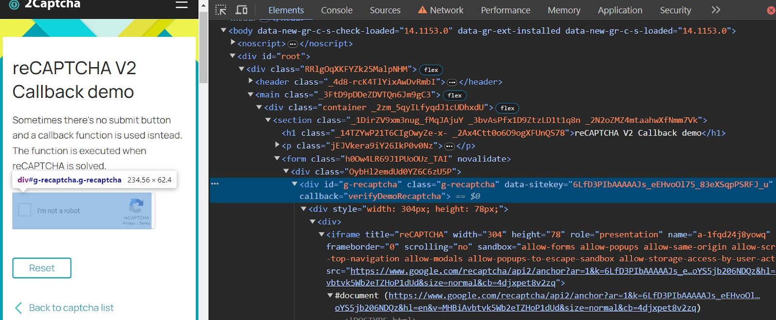 Data Site Key Element Demo