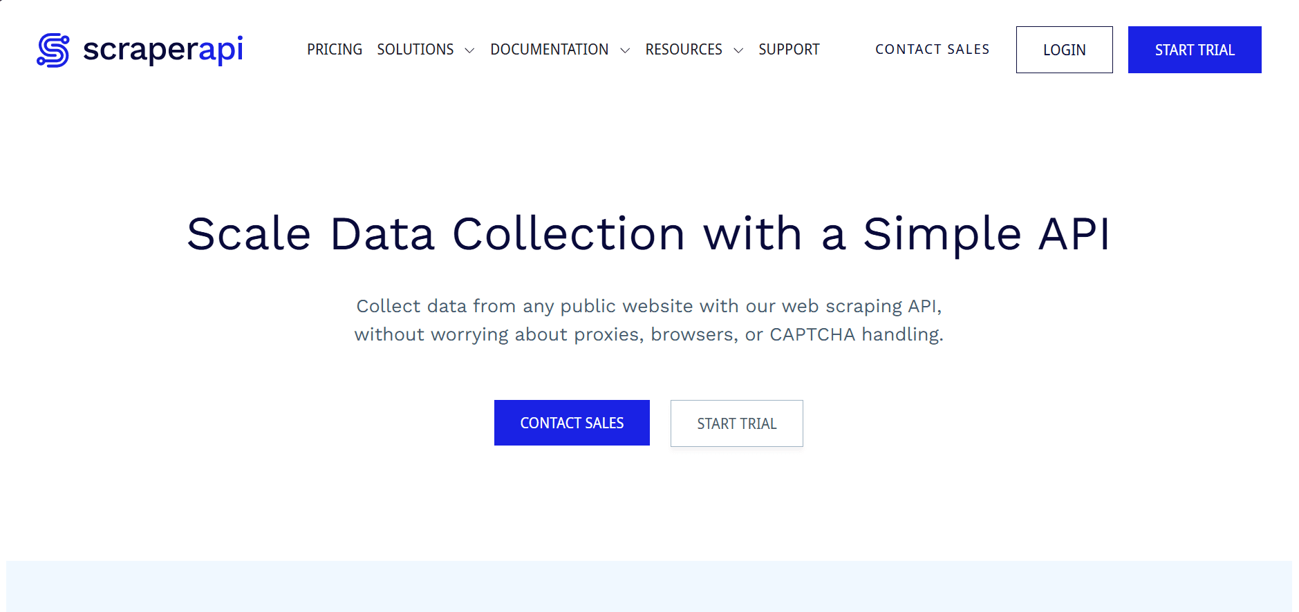 ScraperAPI e-commerce scraper homepage.