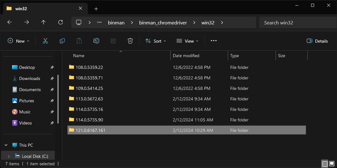 Folder selection