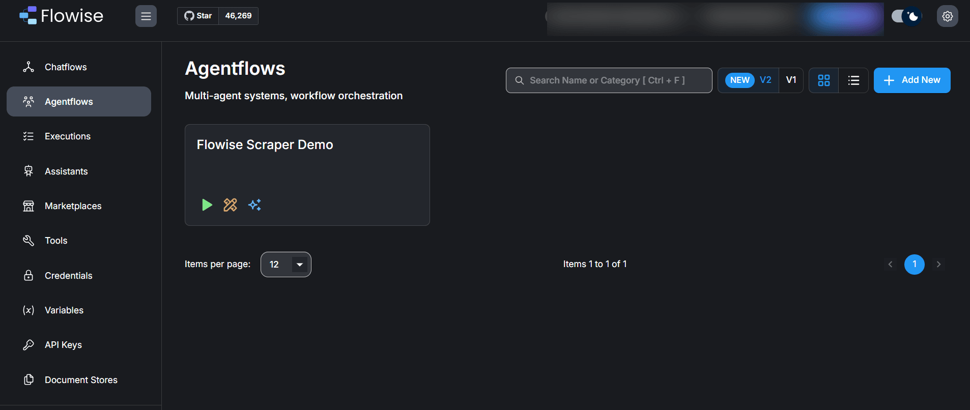 Adding new agent flows on Flowise dashboard.