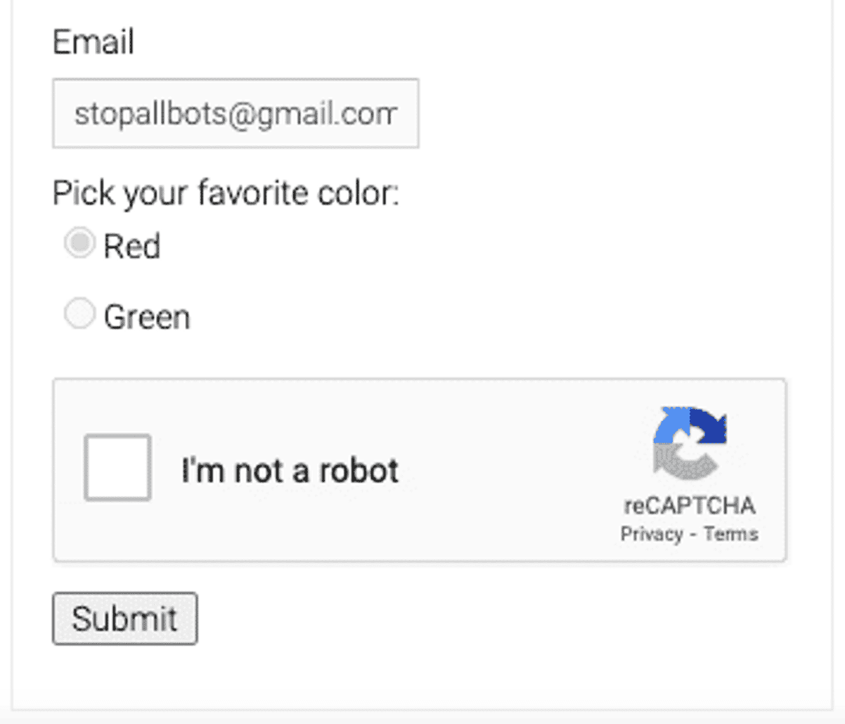 CAPTCHA in a form