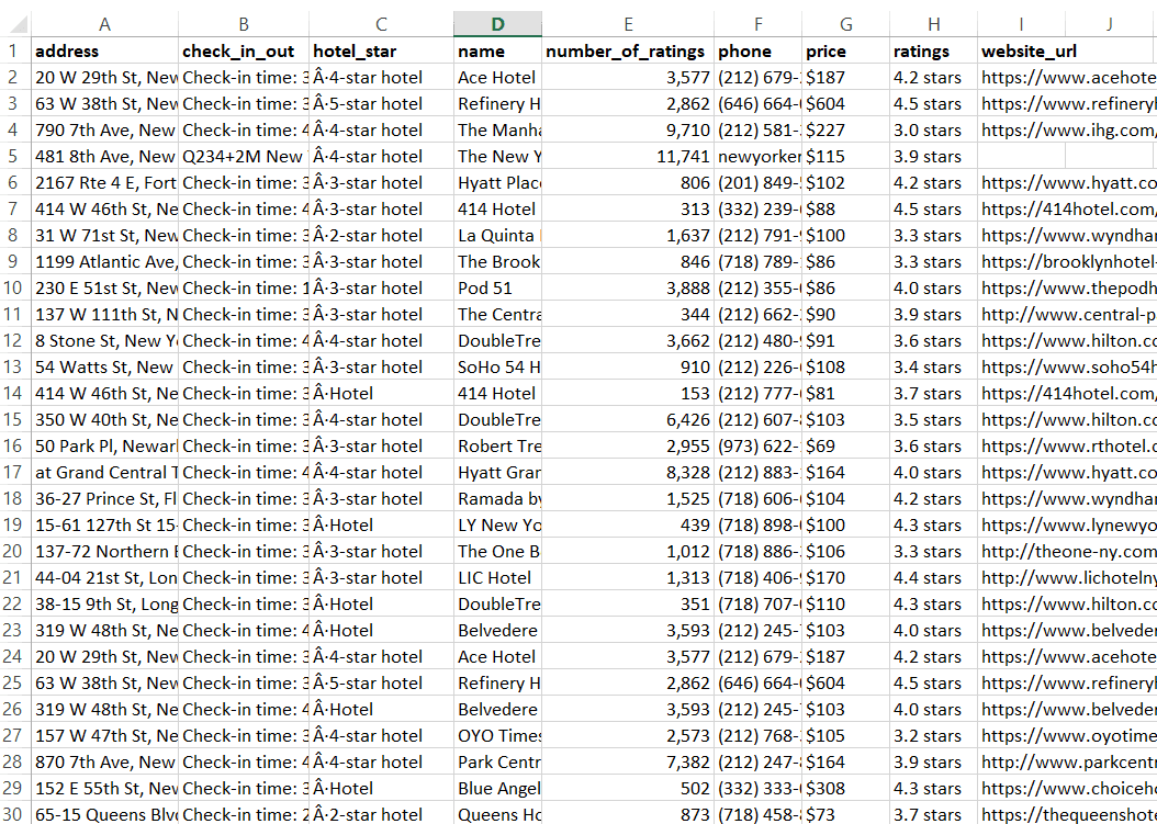 Google maps scraped data final CSV file.