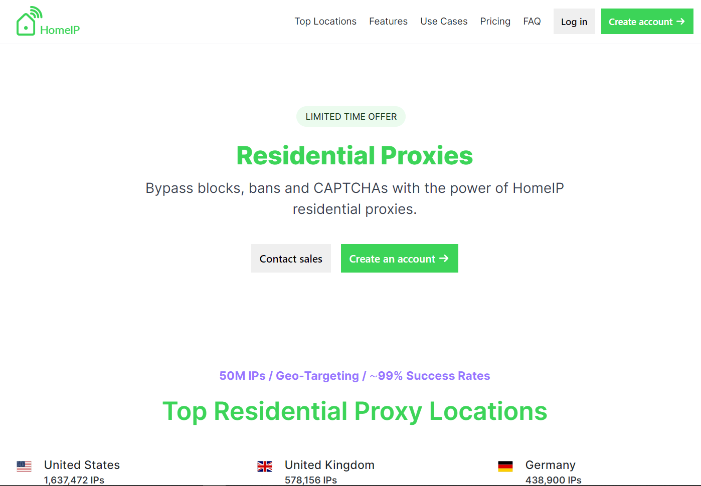 homeip homepage screenshot