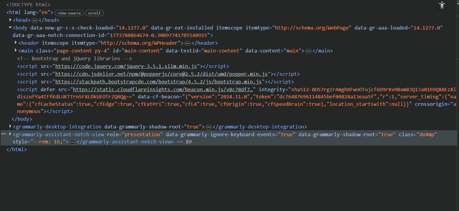 Screenshot of the HTML representation of antibot challenge.