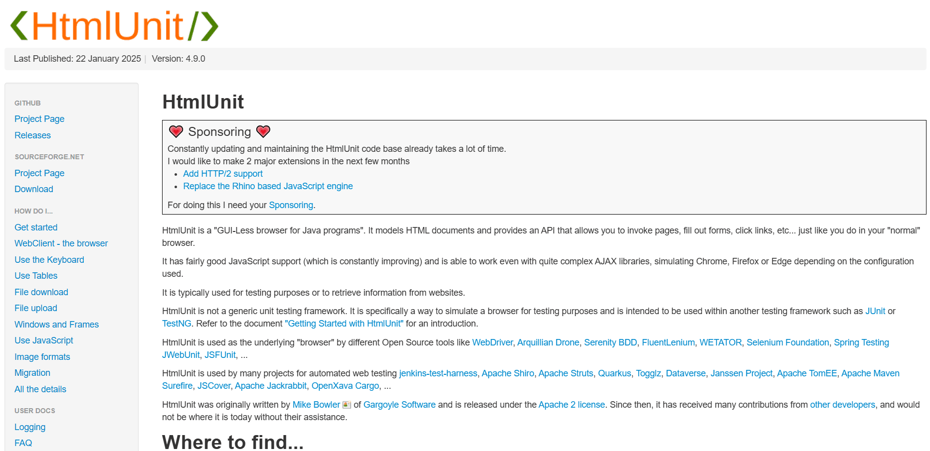 HtmlUnit's homepage
