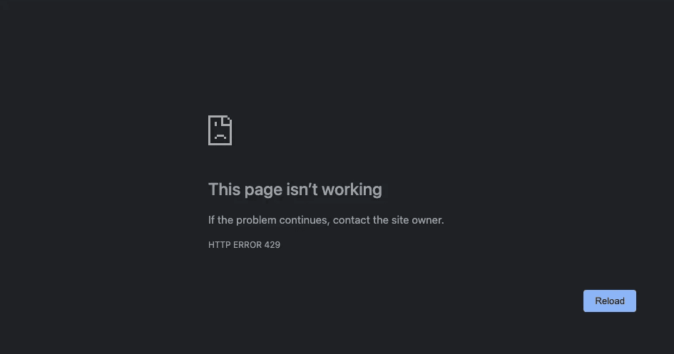 Screenshot showing HTTP error 429