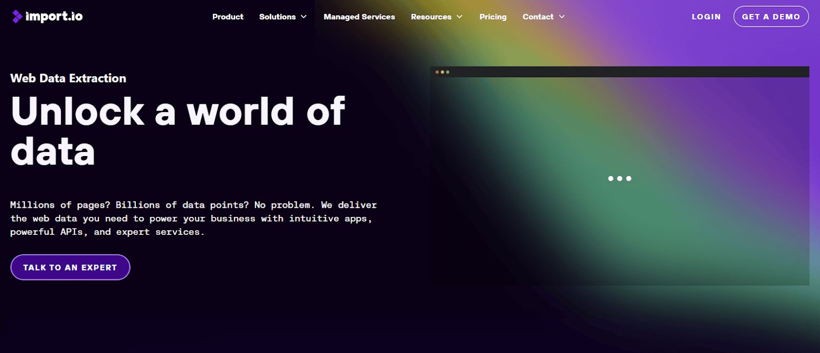 Import.io Homepage