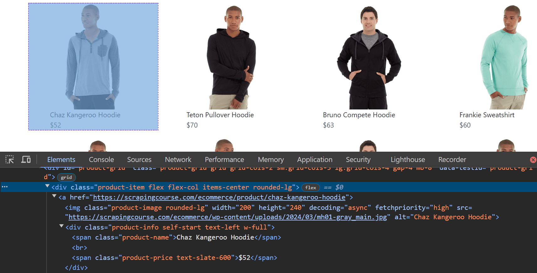 Infinite Scrolling First Product