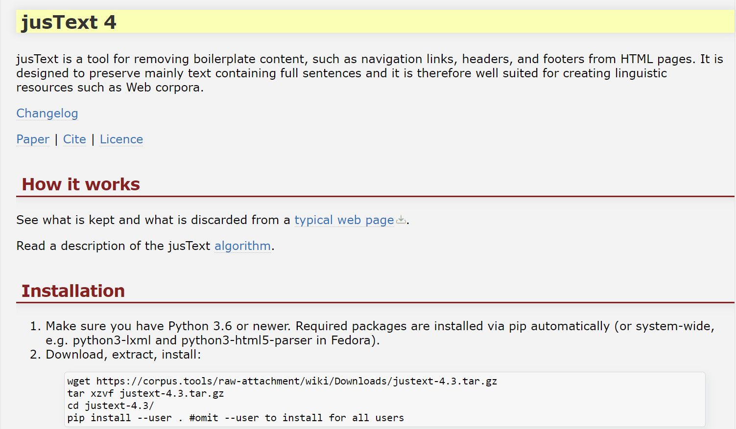 Justext Doc Homepage