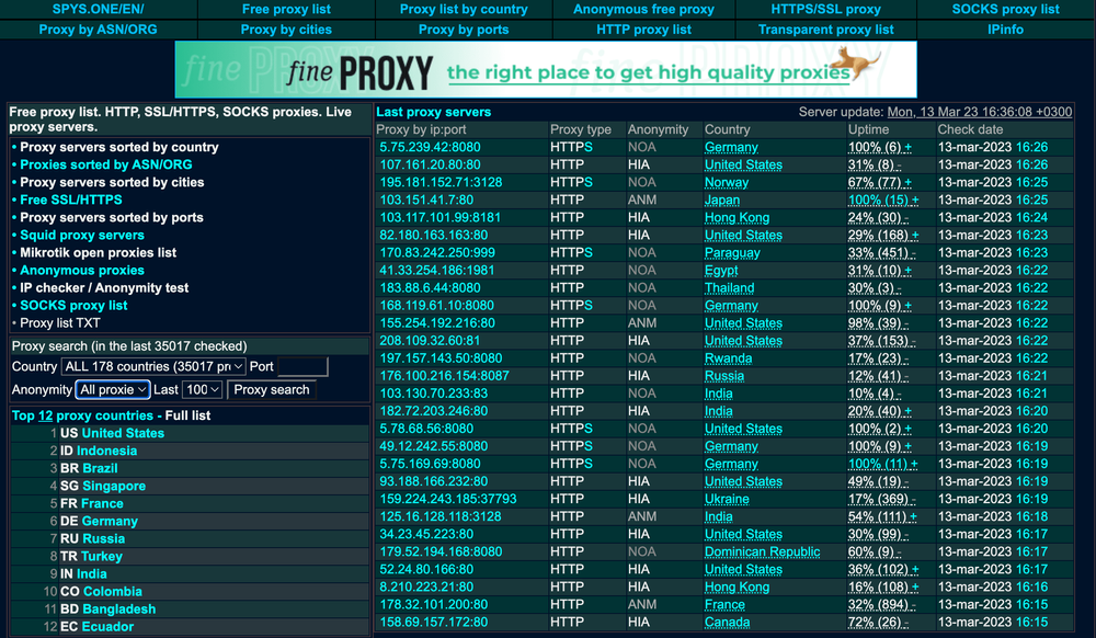 best free proxy list txt