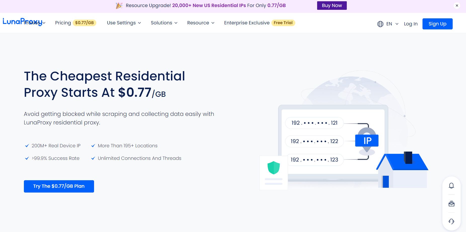 Lunaproxy homepage