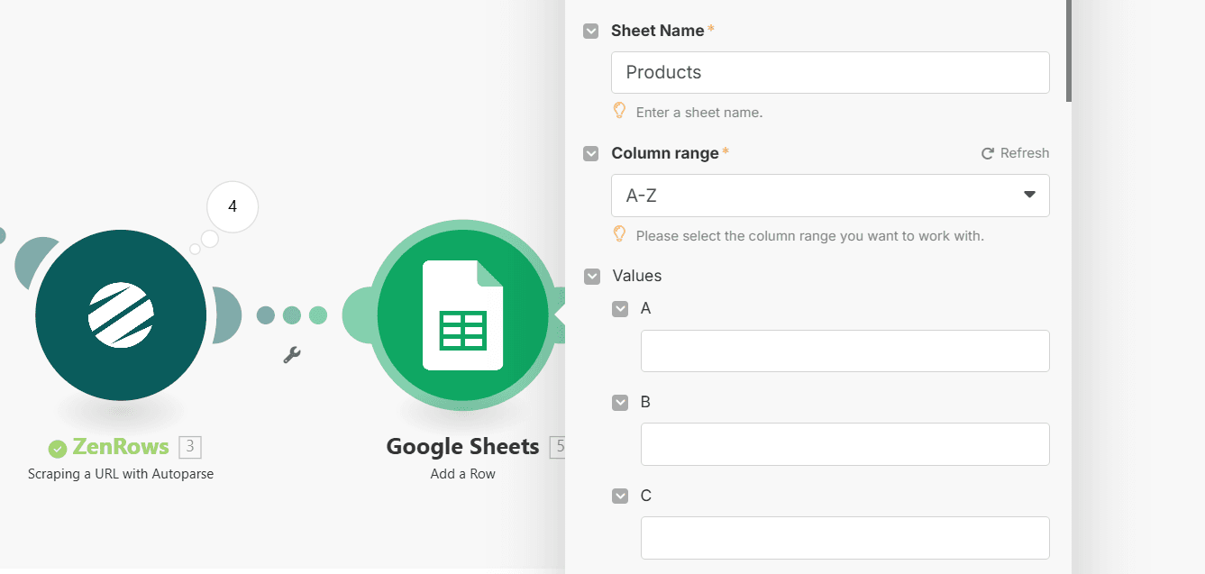 Make Google Sheets column mapping