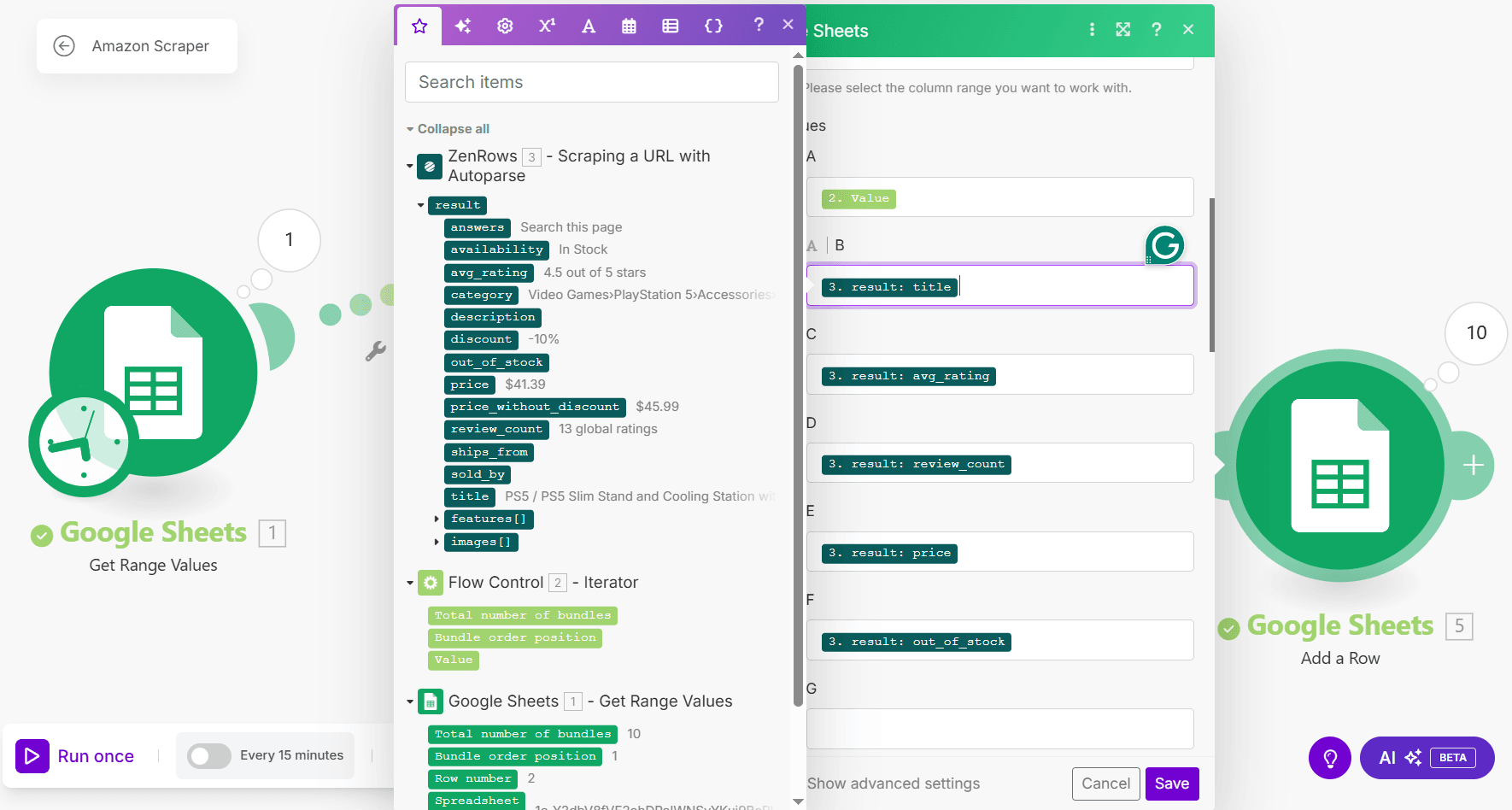 Make ZenRows scraped data mapping