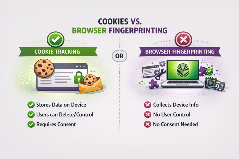 Differeneces between browser fingerprinting and cookies