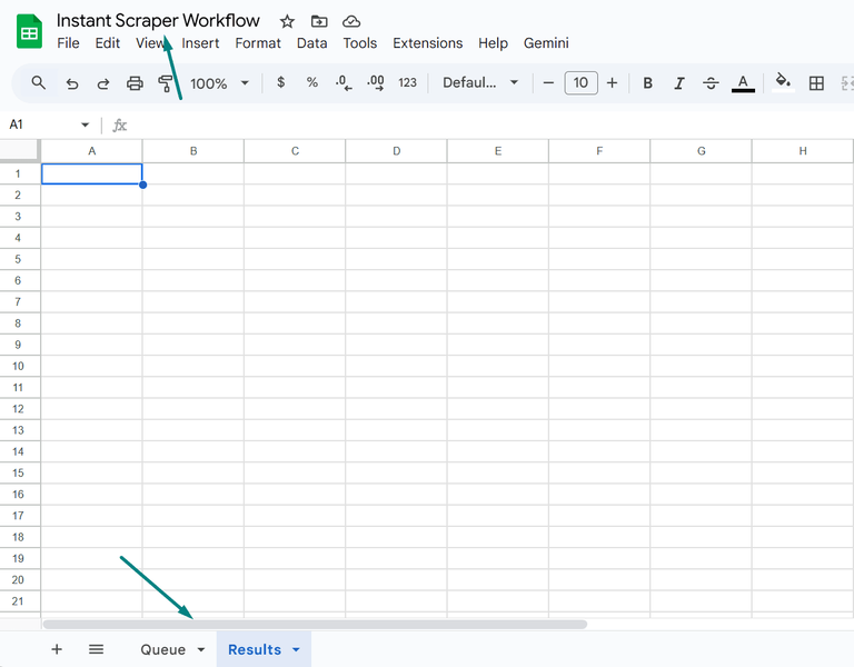 Google Sheets new spreadsheet.