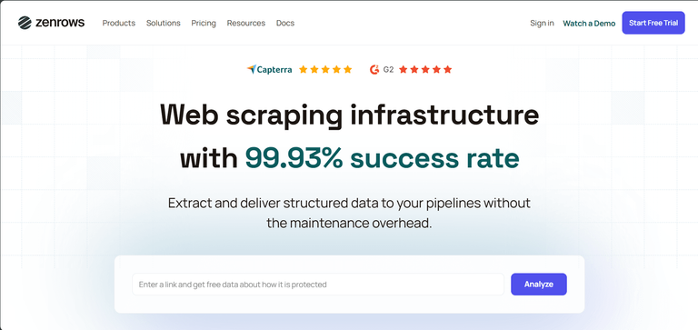 ZenRows e-commerce scraper homepage.