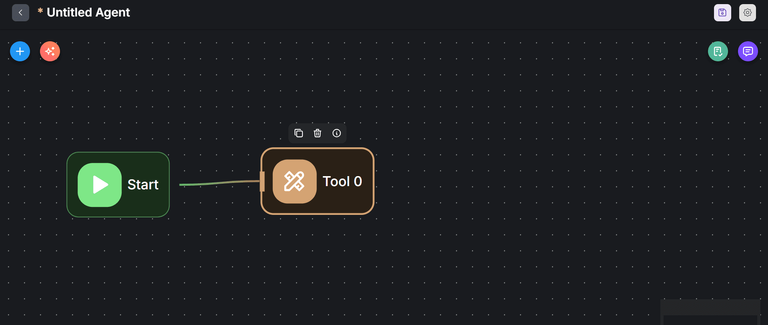 Linking Flowise "Start" node to the "Tool" node.