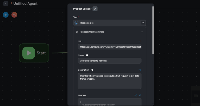 Flowise Zenrows scraping url integration.