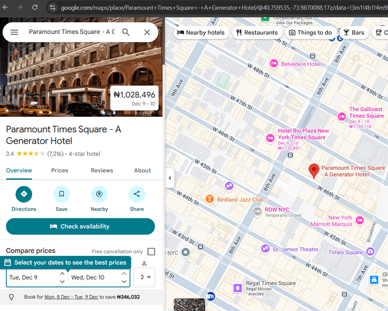 Google maps place sample view.