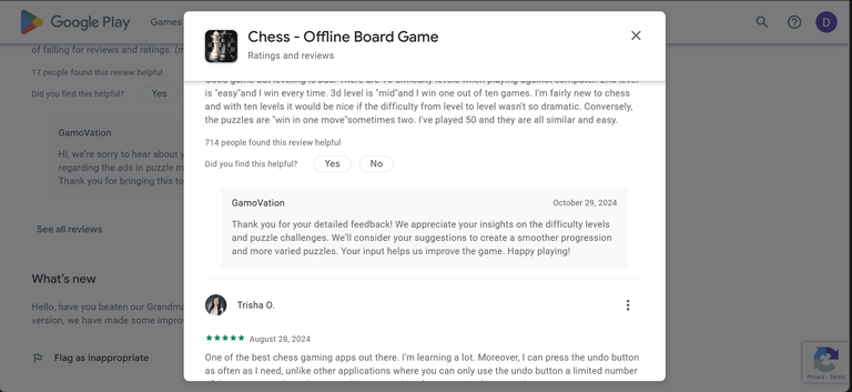 Google Play scraping reviews pop up window.