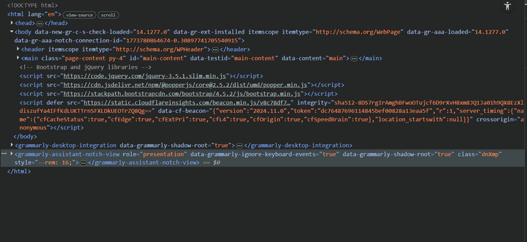 Screenshot of the HTML representation of antibot challenge.