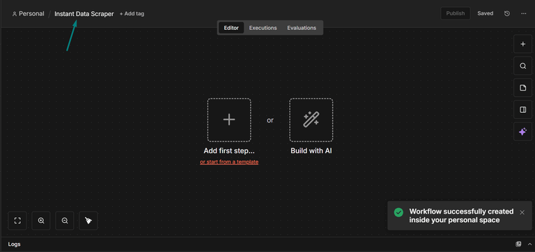 Instant data scraper n8n worflow creation.