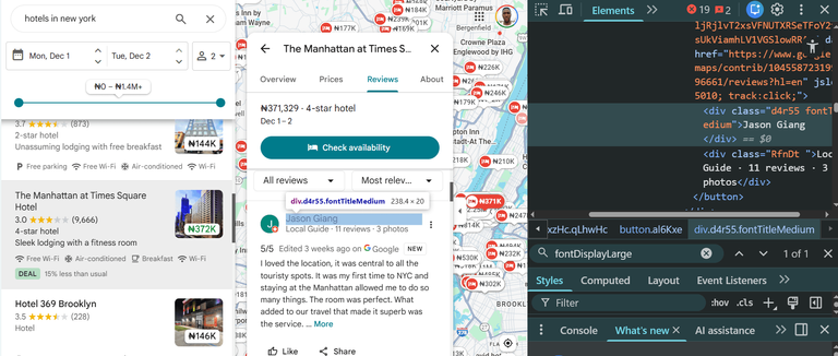 Google map listing page inspection.