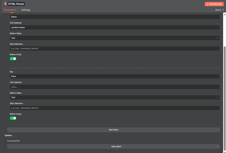 n8n html css selector setup