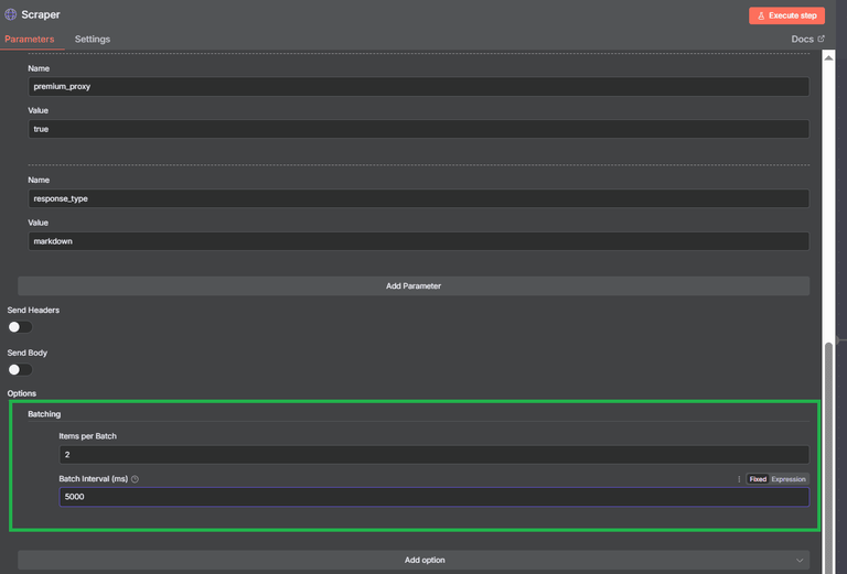 n8n HTTP request batch settings