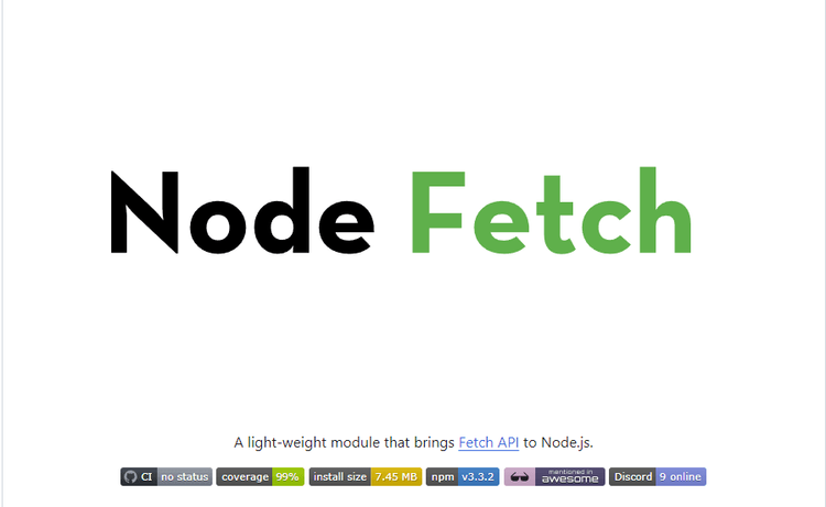 node fetch homepage