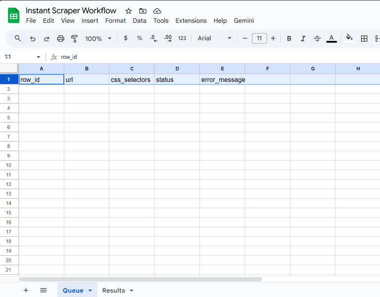 Creating columns in the Queue tab.